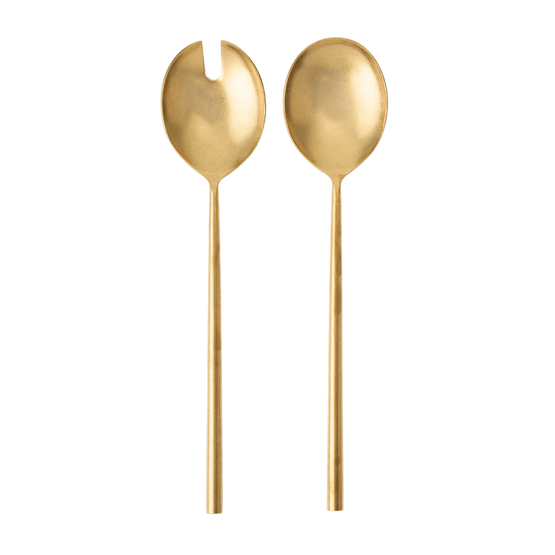 Tides Salad Servers S/2, Tumbled Gold