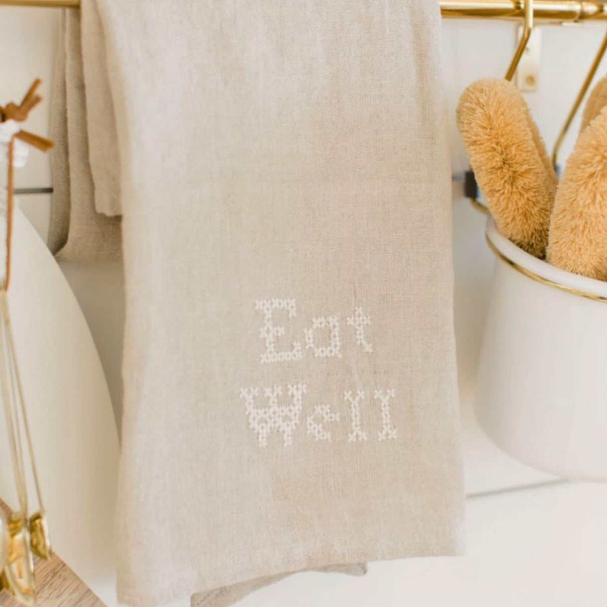 Eat Well Linen Tea Towel