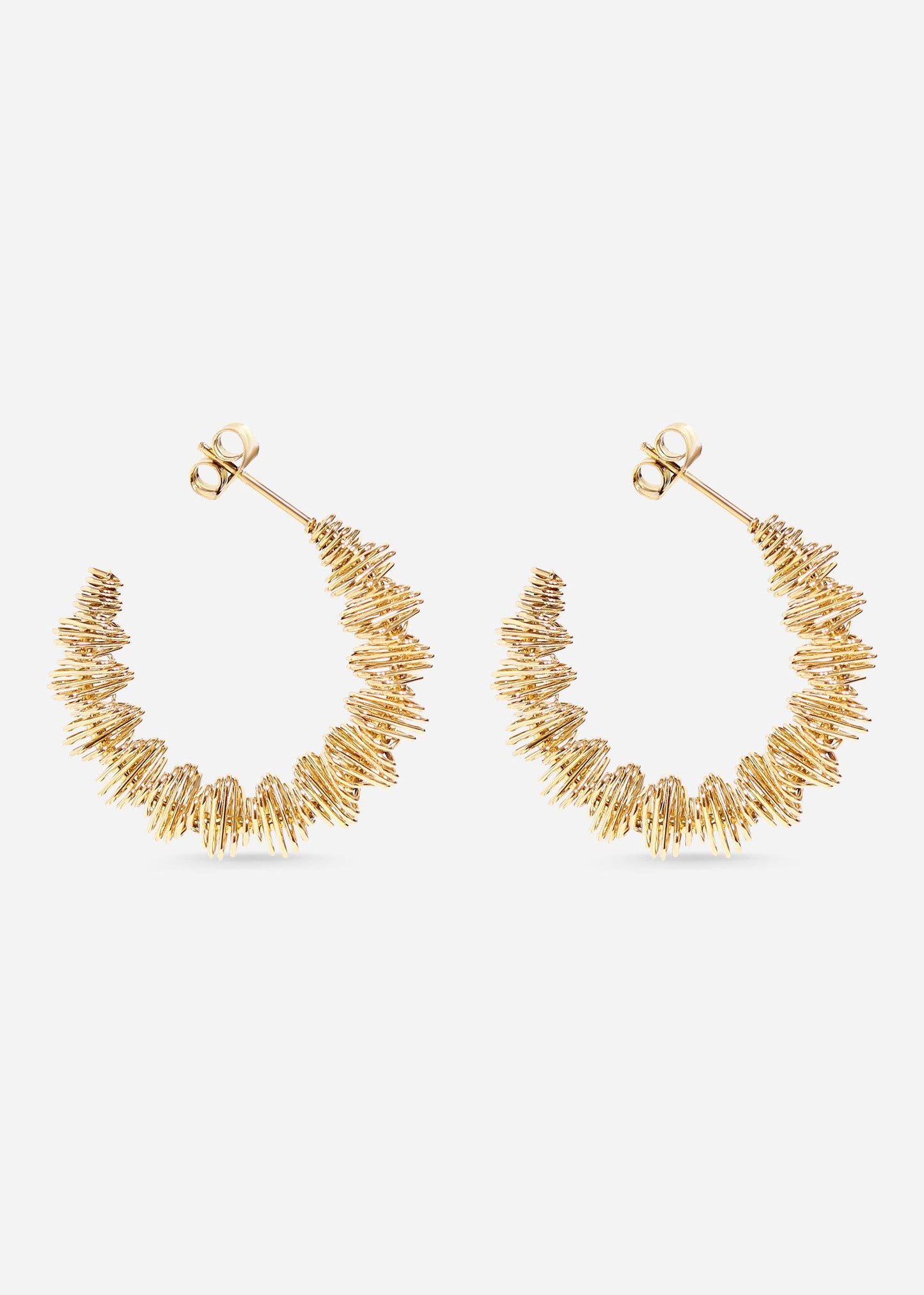 18K Gold PVD Stainless Steel Wired Statement Hoop Earrings