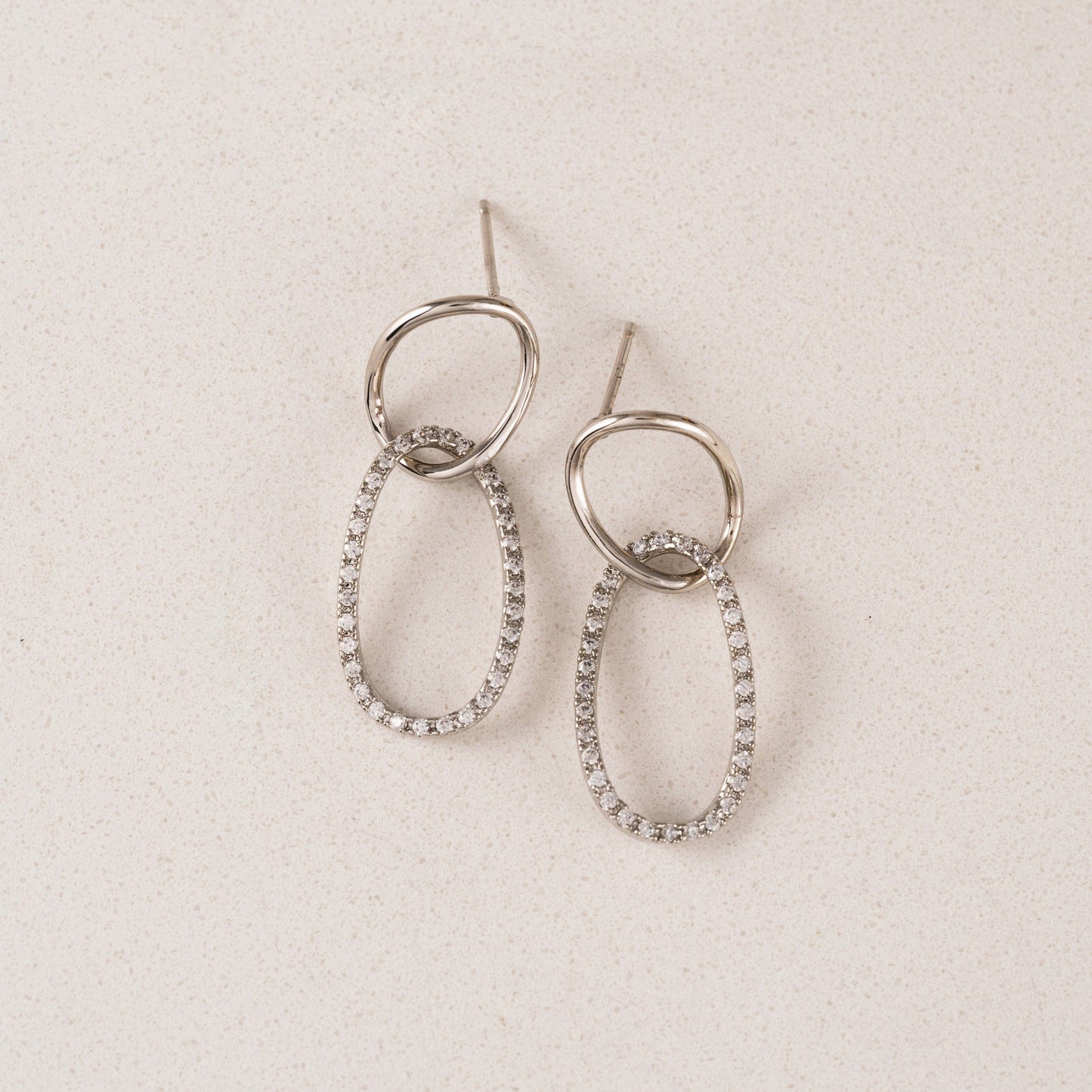 Encore Pave Small Linked Hoop Earrings