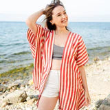 Cotton Red Stripe Kimono
