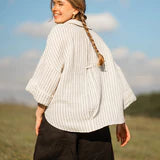 Black and White Striped Gauze Shirt