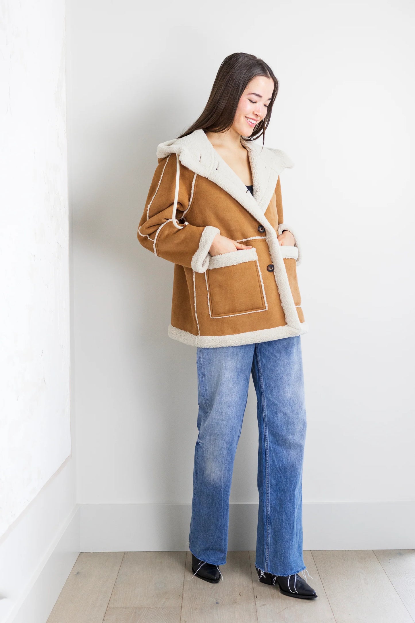 Daphne Button Down Hooded Coat