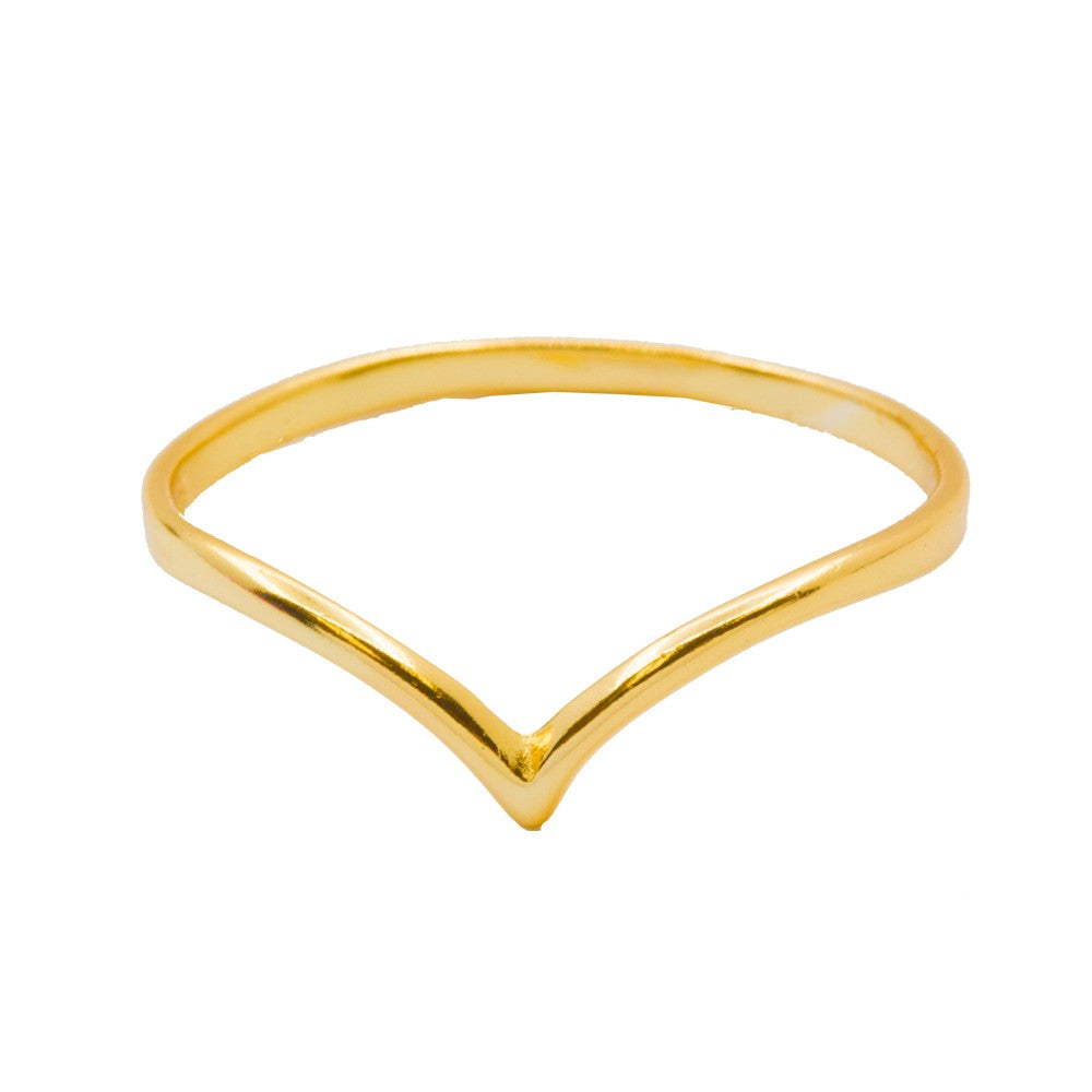 Sterling Silver Gold Vermeil Plain Chevron Ring