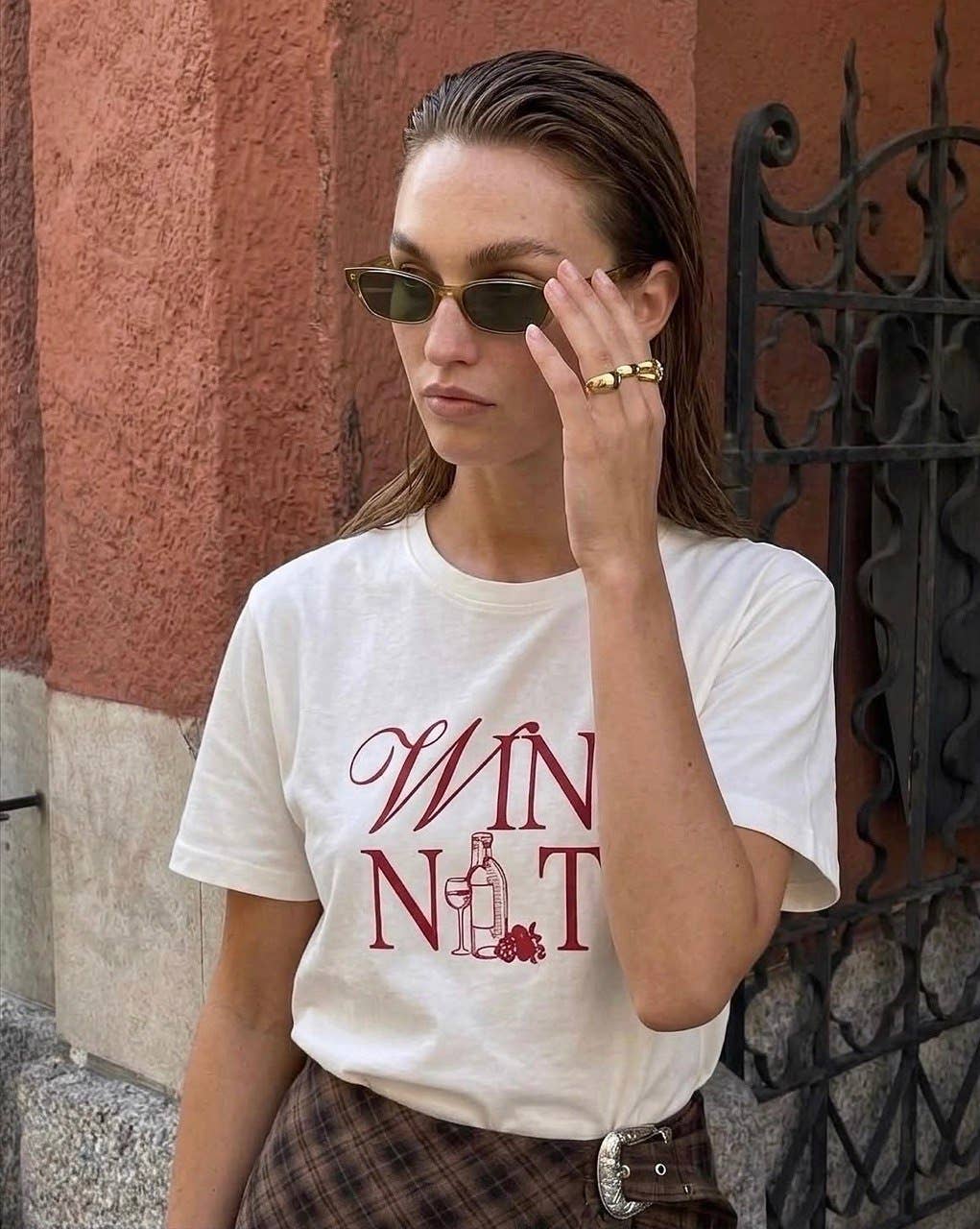 "Nine Wine Wine" Oversized Graphic T-Shirt