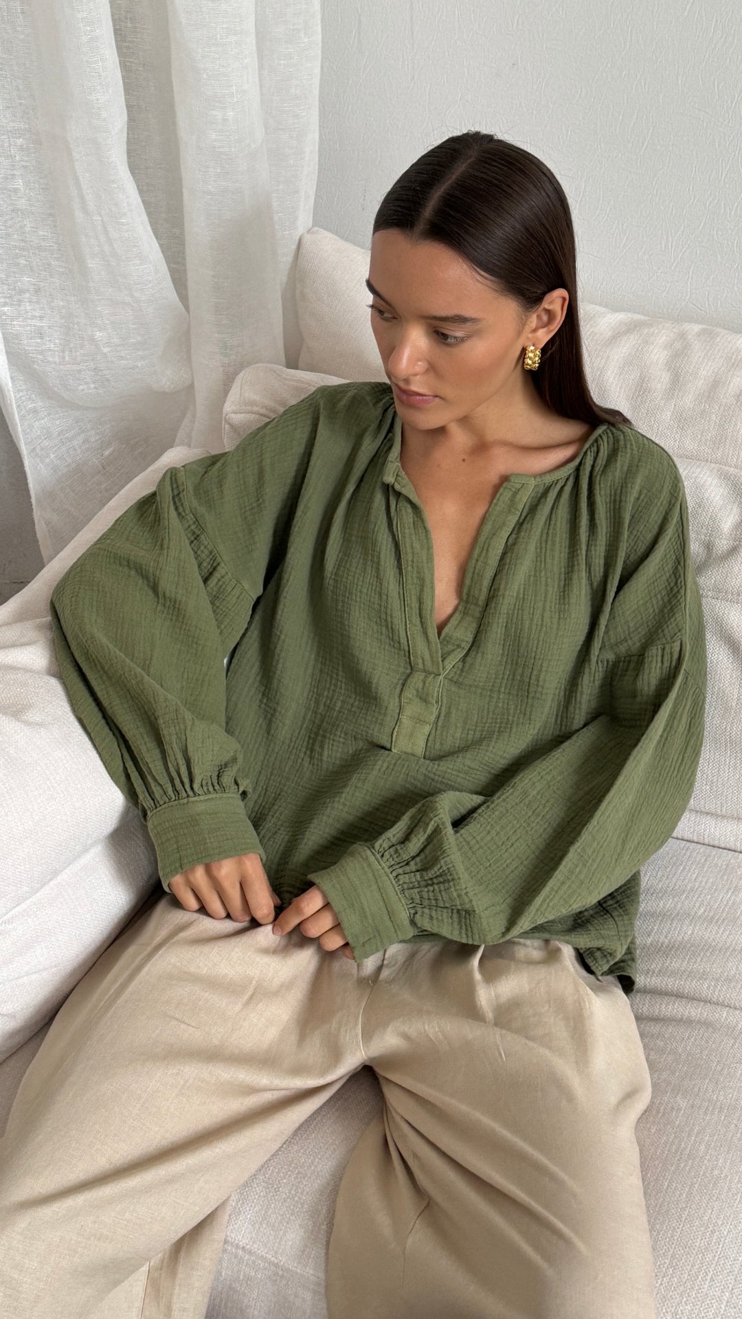 Peach Top - Khaki