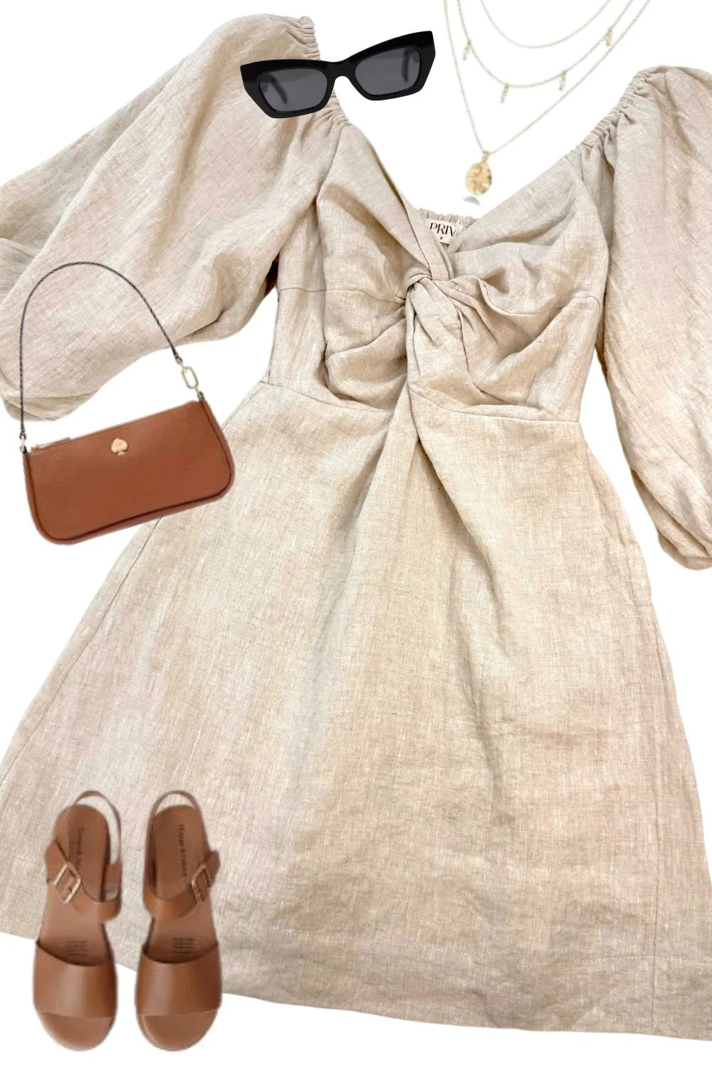 Noelle Linen Bubble Sleeve Dress