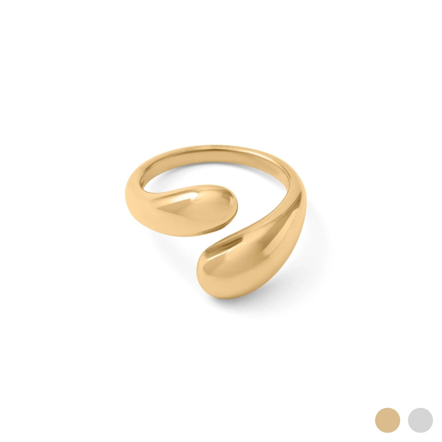 18K Gold Stainless Steel Duo Drop Ring