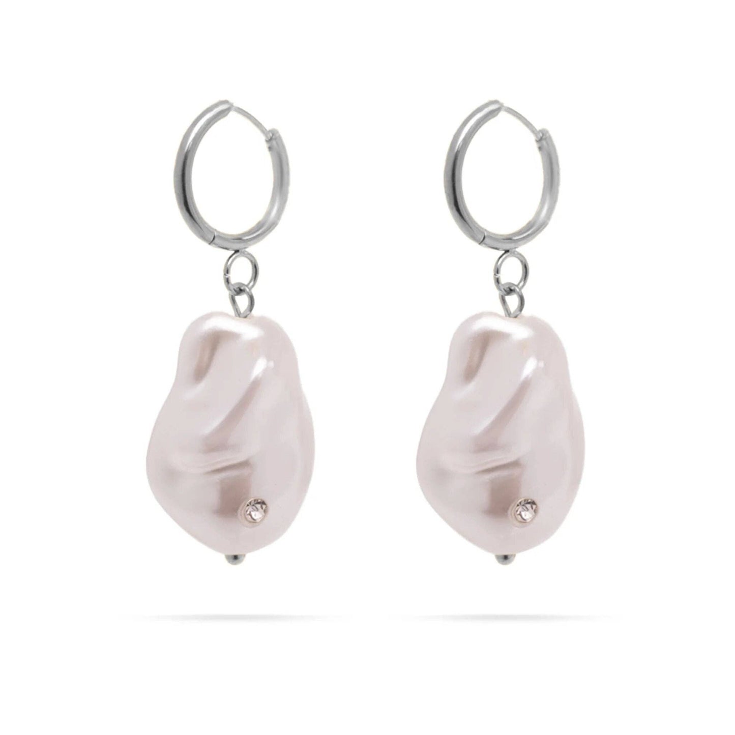 18K Gold PVD Stainless Steel Stone Freshwater Pearl Earring