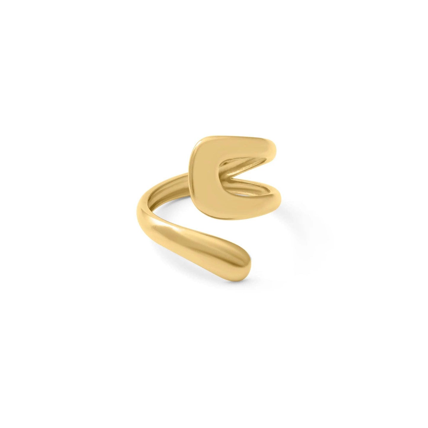 18K Gold PVD Stainless Steel Twisted Spiral Cuff Ring