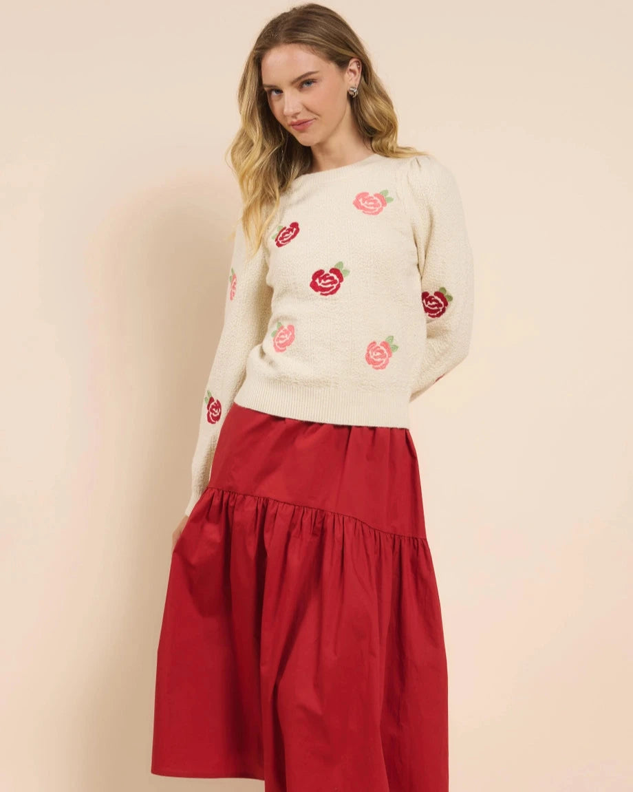 Sadie and Sage: Smell the Roses Embroidered Sweater