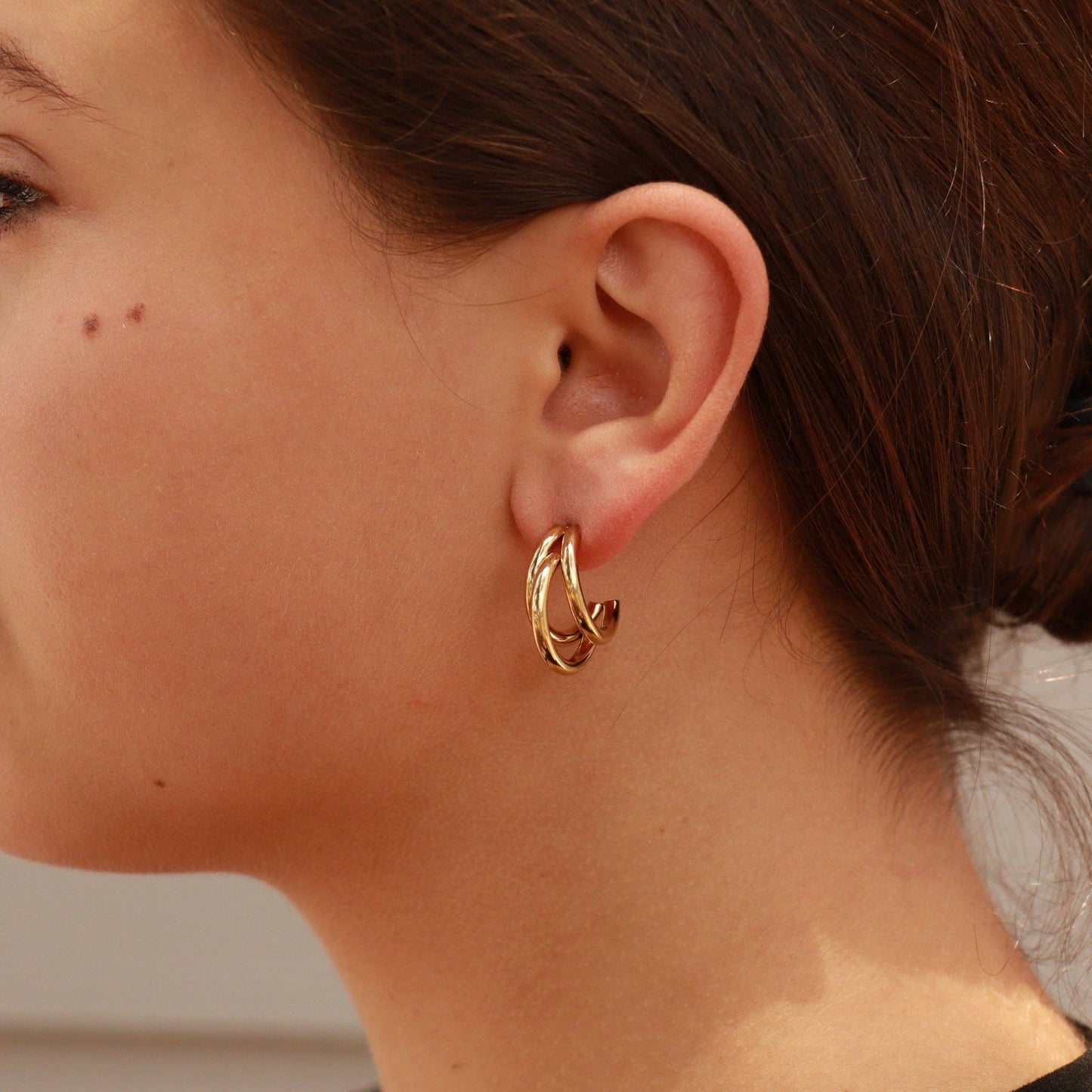 18K Gold PVD Stainless Steel Statement Huggie Hoop Earrings