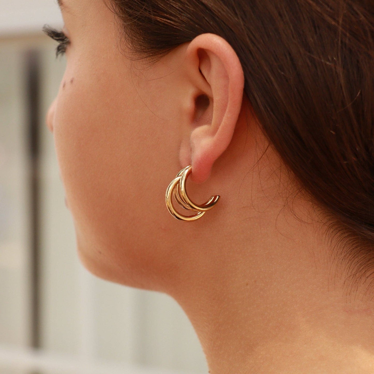 18K Gold PVD Stainless Steel Statement Huggie Hoop Earrings
