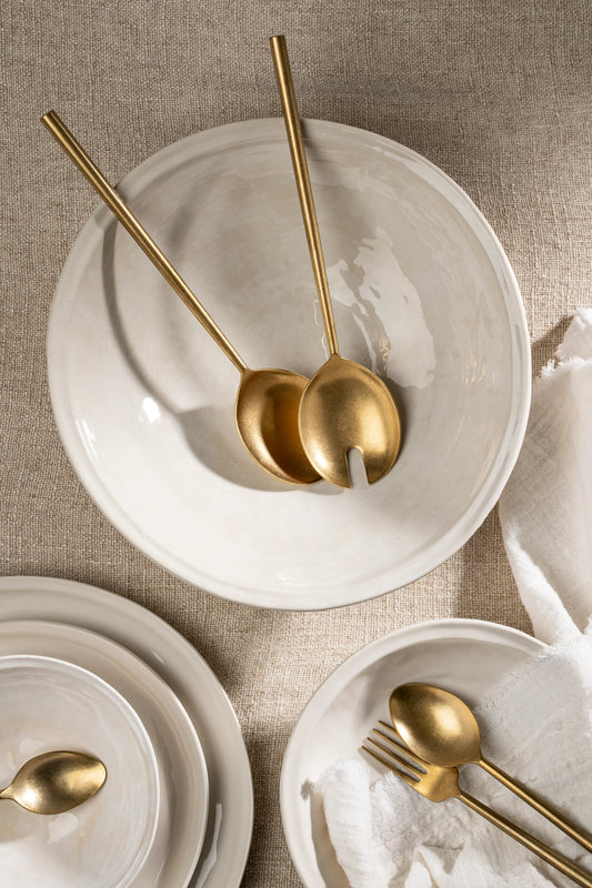 Tides Salad Servers S/2, Tumbled Gold