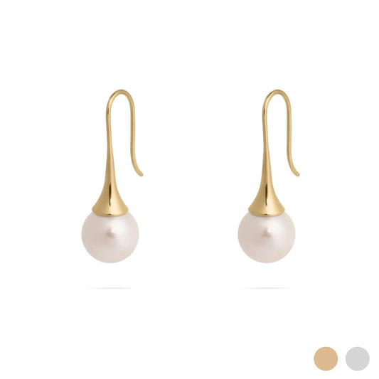 18K Gold PVD Stainless Steel Large Pearl Drop Earrings
