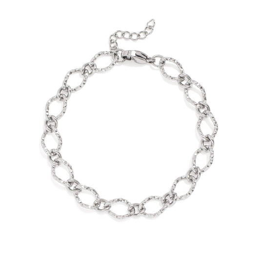 18K Gold PVD Stainless Steel Hammered Oval Chain Bracelet