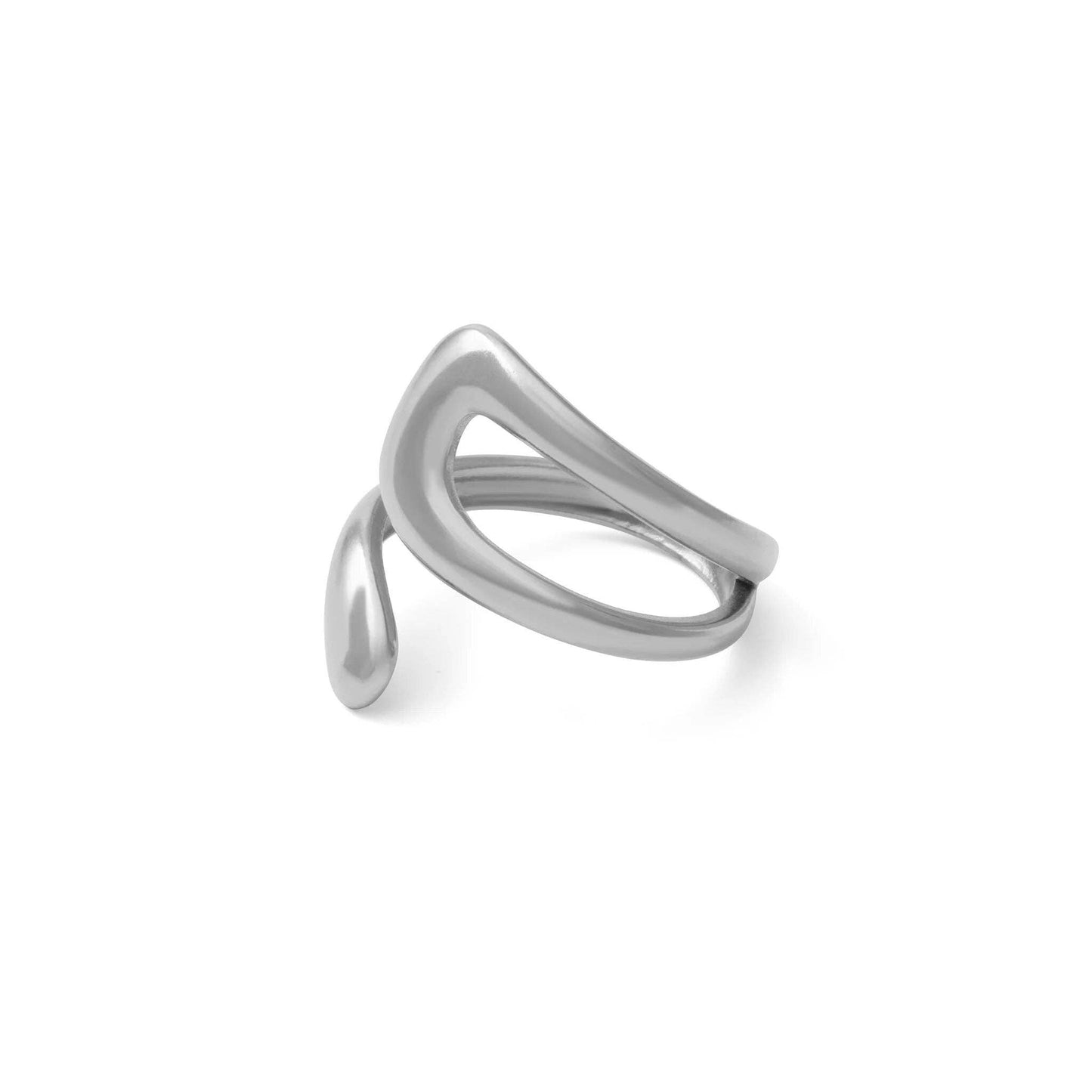 18K Gold PVD Stainless Steel Twisted Spiral Cuff Ring