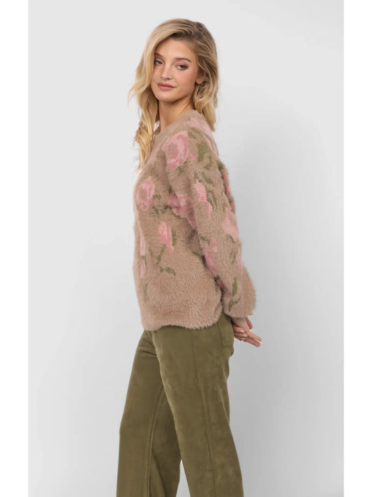 Camila Eyelash Yarn Jacquard Pullover Sweater