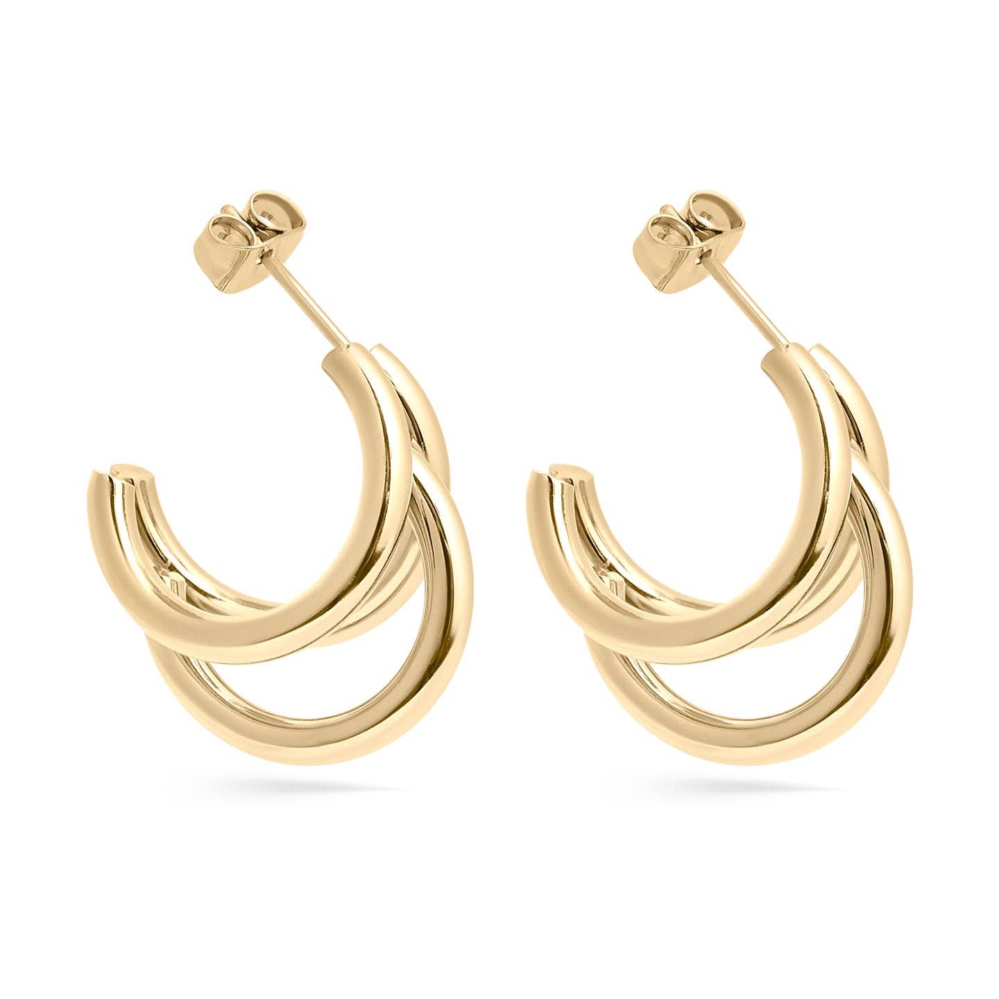 18K Gold PVD Stainless Steel Statement Huggie Hoop Earrings