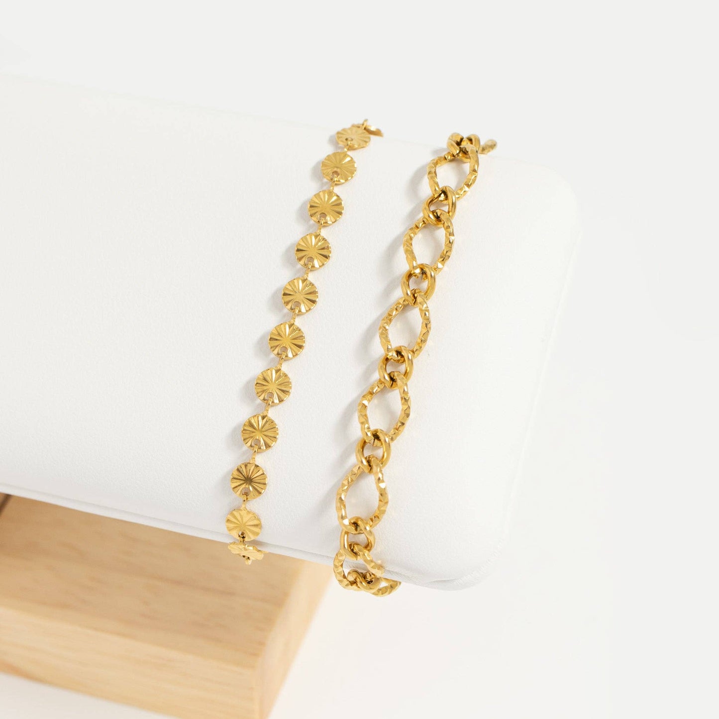18K Gold PVD Stainless Steel Sunburst Chain Bracelet