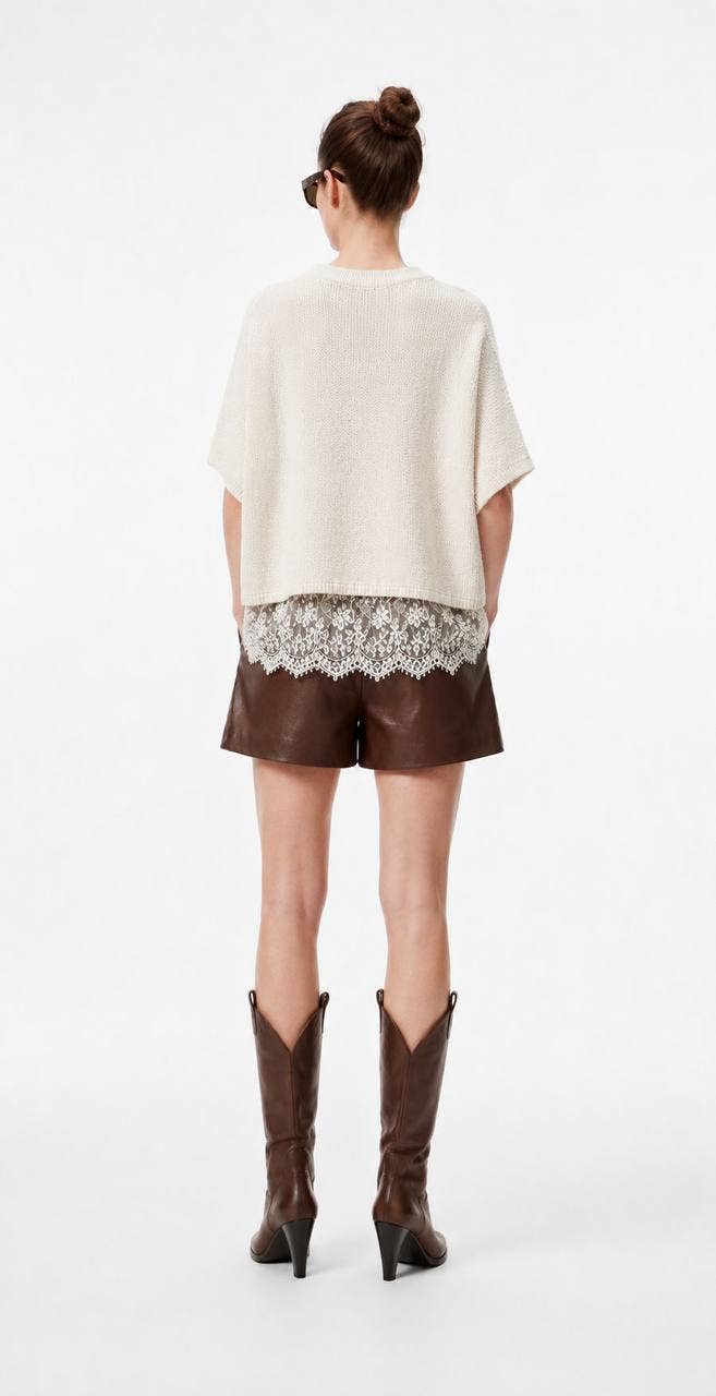 Lace-Trimmed Poncho Summer Pullover