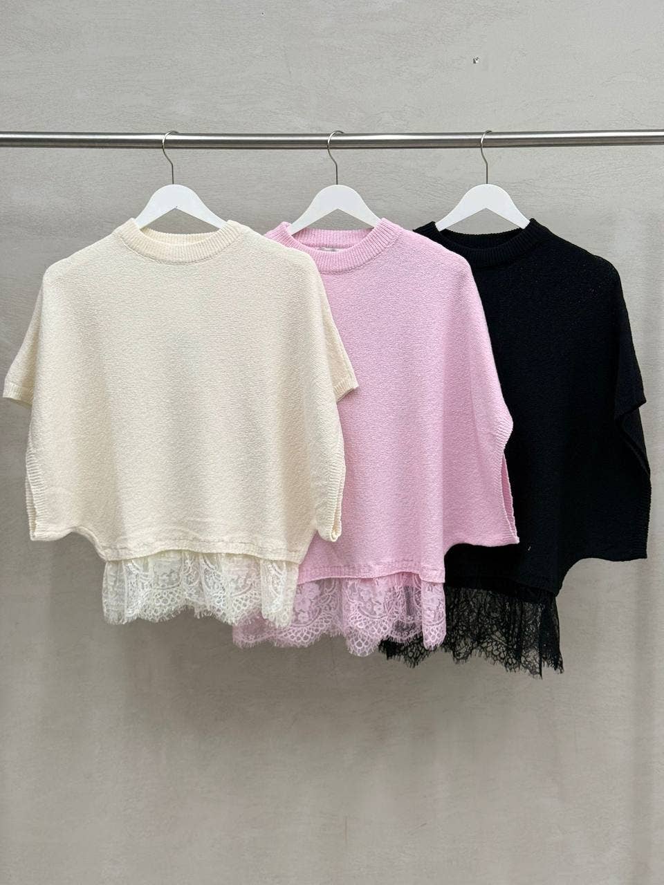 Lace-Trimmed Poncho Summer Pullover