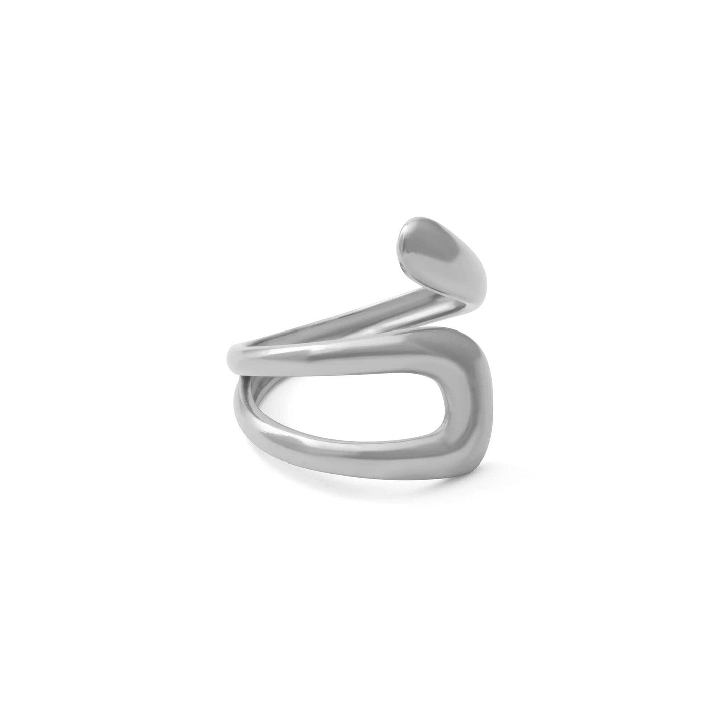 18K Gold PVD Stainless Steel Twisted Spiral Cuff Ring