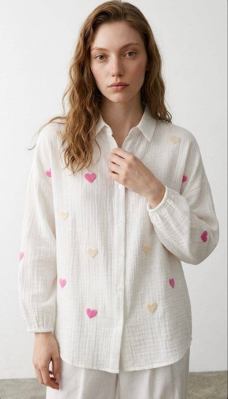 Heart Accented Muslin Shirts