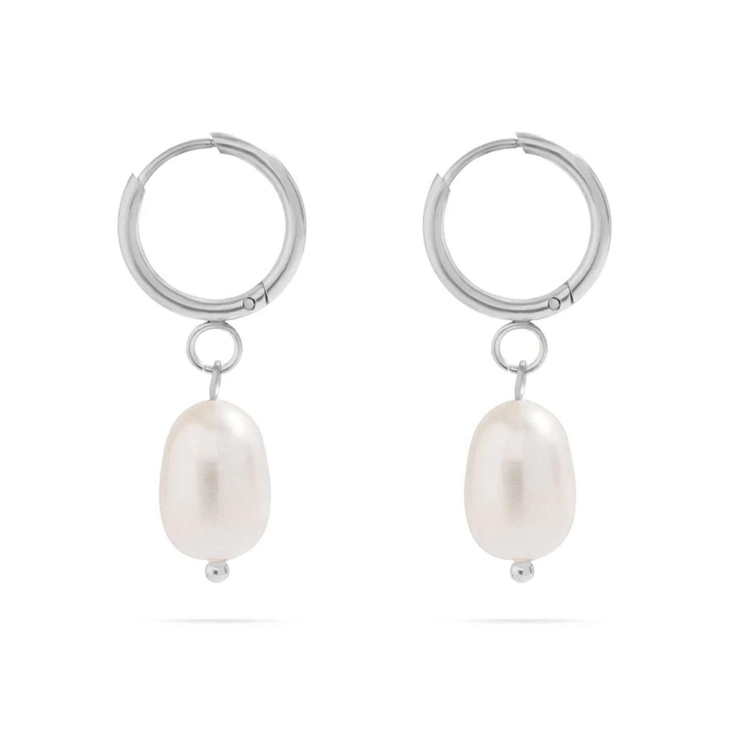 18K Gold PVD Freshwater Pearl Huggie Earrings