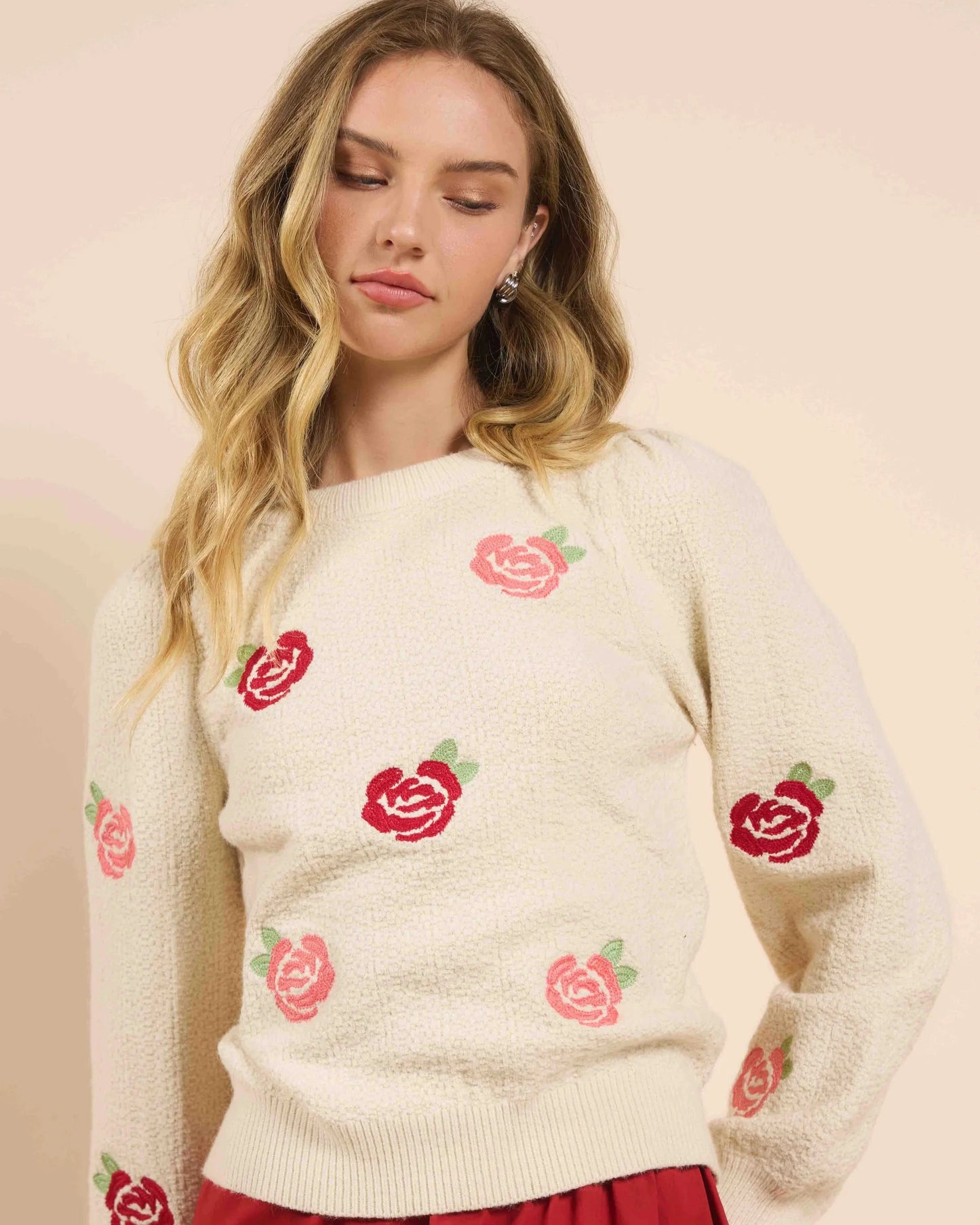 Sadie and Sage: Smell the Roses Embroidered Sweater