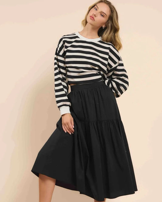 Sadie and Sage: Brielle Tiered Gathered Midi Skirt