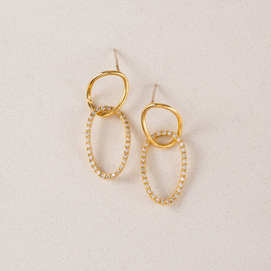 Encore Pave Small Linked Hoop Earrings