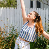 Sleeveless Boxy Striped Crop Top