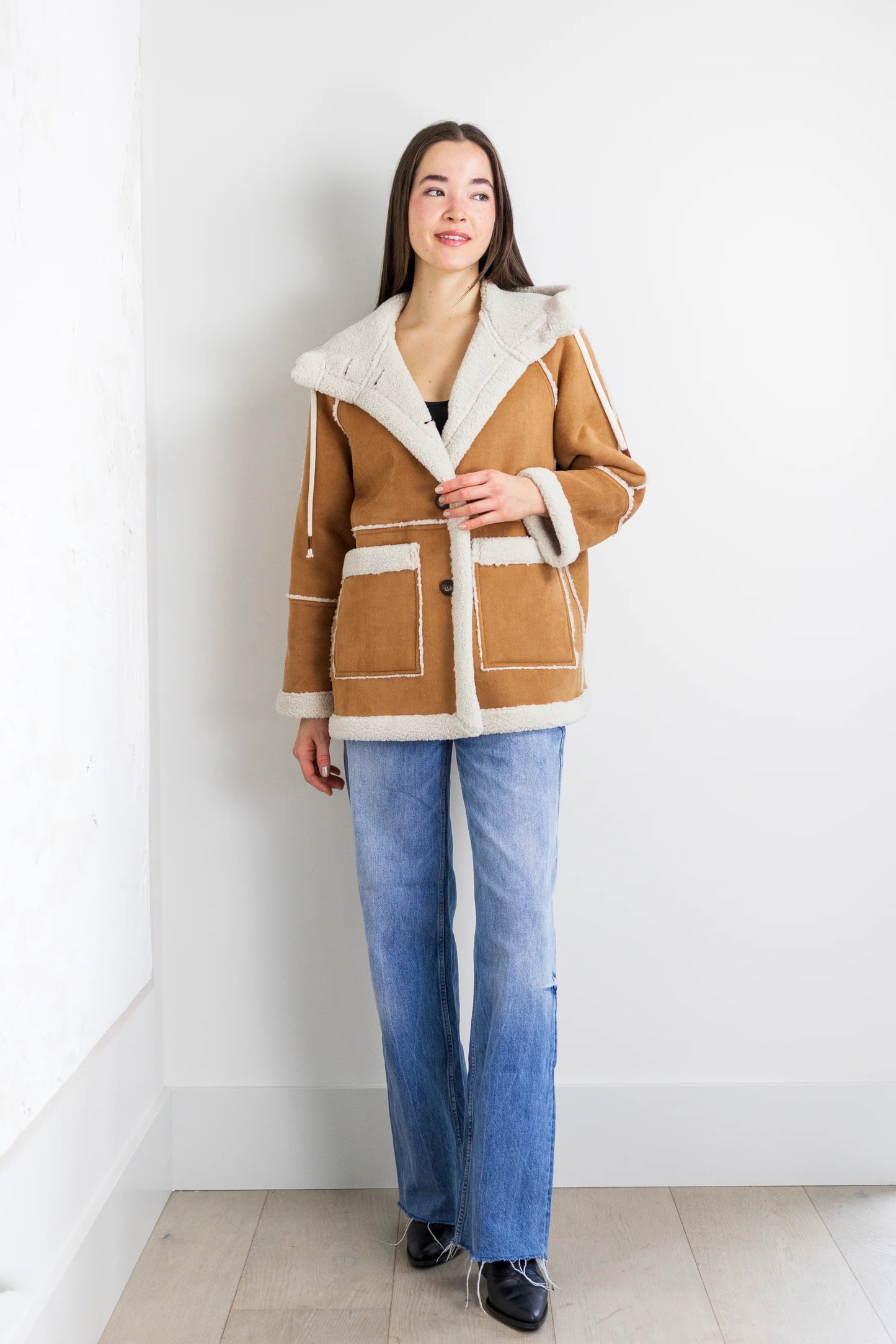 Daphne Button Down Hooded Coat