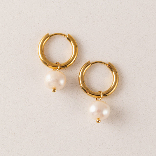 Oceane Pearl Hoop Earrings