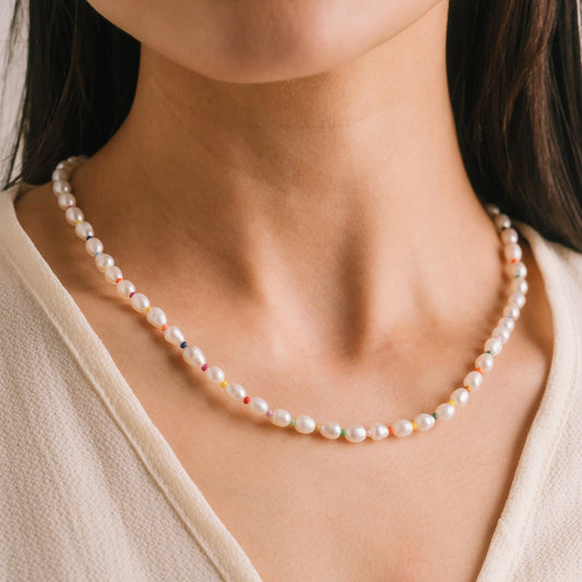 Rainbow Pearl Necklace