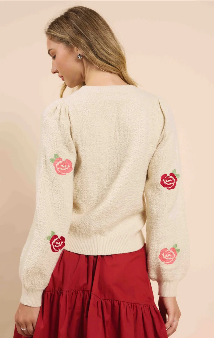 Sadie and Sage: Smell the Roses Embroidered Sweater