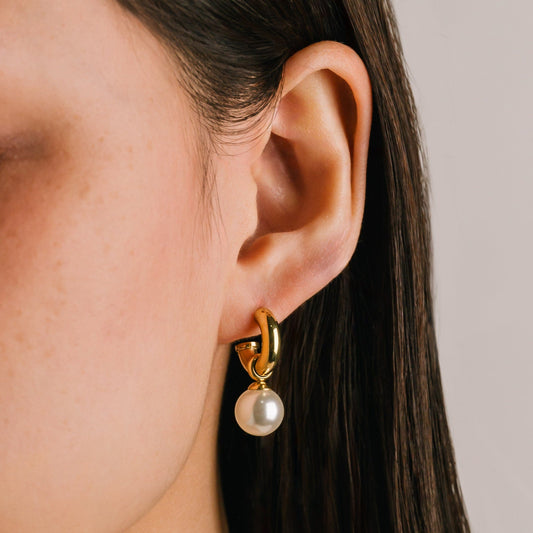 Solstice Pearl Drop Hoop Earrings