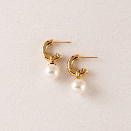 Solstice Pearl Drop Hoop Earrings