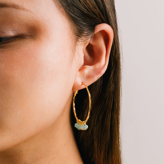 Sorrento Gemstone Beaded Hoop Earrings Amazonite