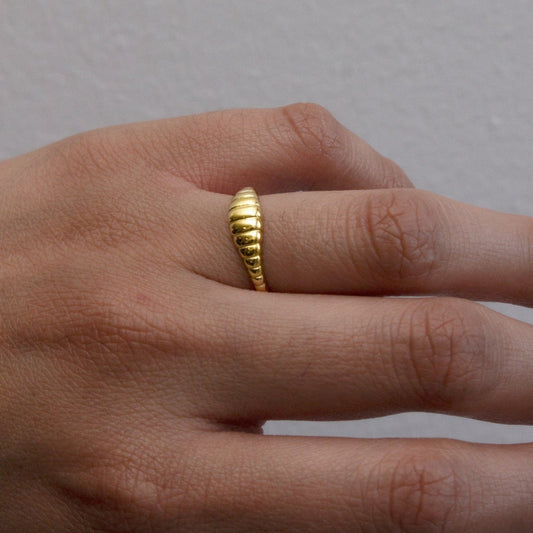 Sterling Silver Gold Vermeil Mini Croissant Signet Ring