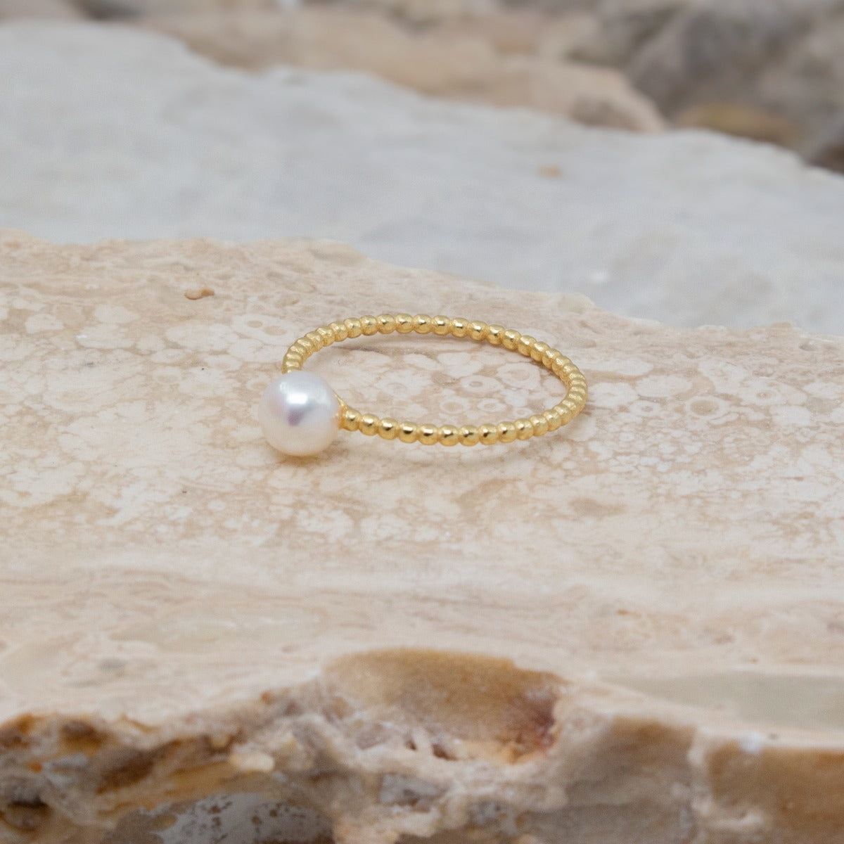 Sterling Silver Gold Vermeil Pearl Bubble Ring