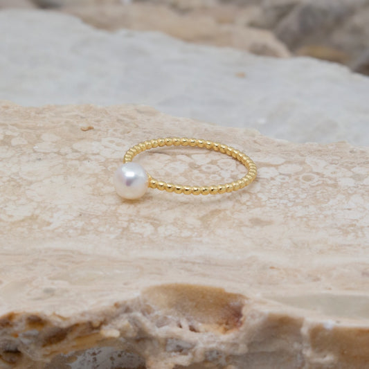 Sterling Silver Gold Vermeil Pearl Bubble Ring