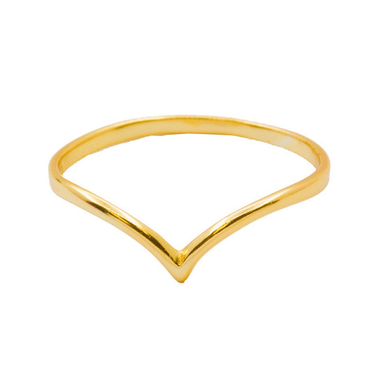 Sterling Silver Gold Vermeil Plain Chevron Ring