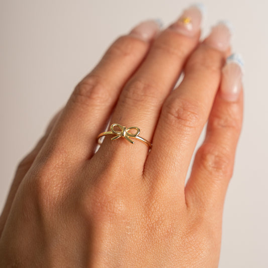 Sterling Silver Gold Vermeil Ribbon Bow Ring