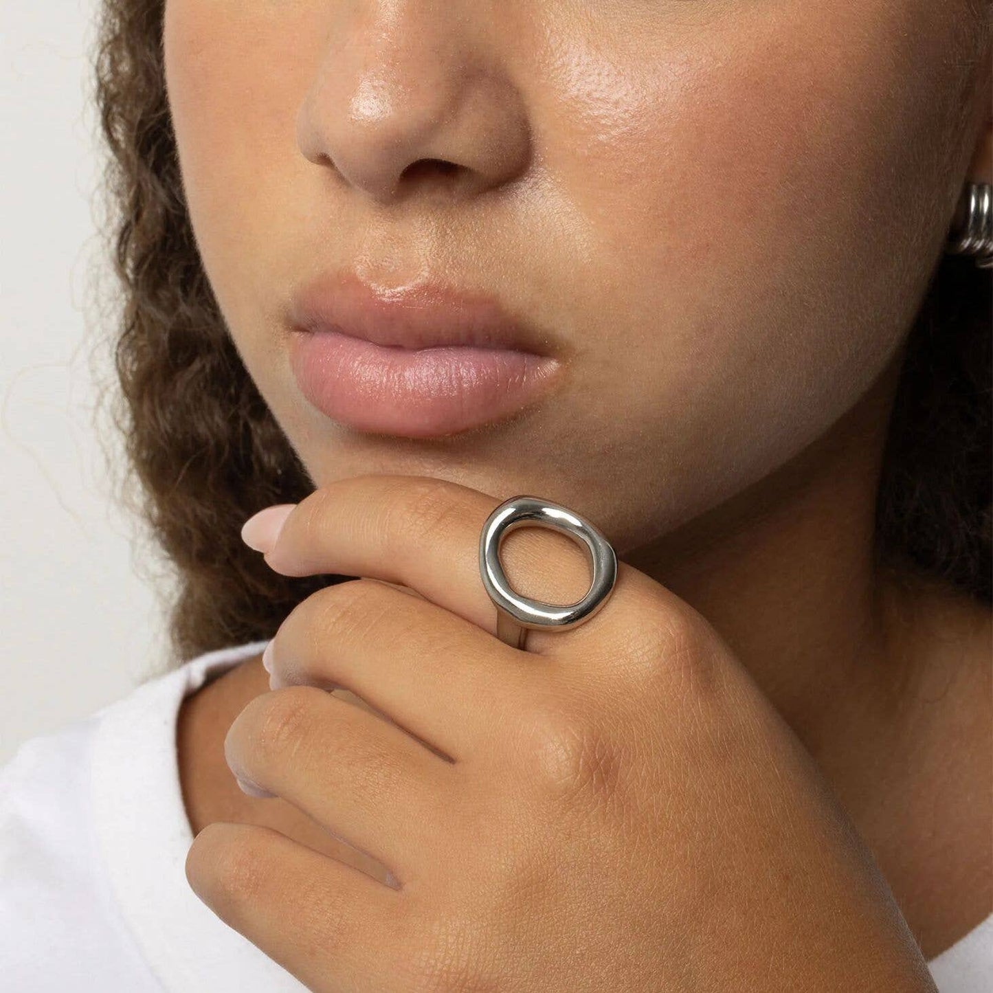 18K Gold PVD Stainless Steel Oval Motif Ring
