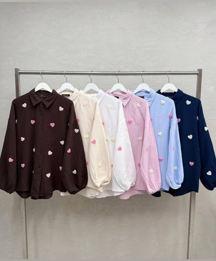 Heart Accented Muslin Shirts