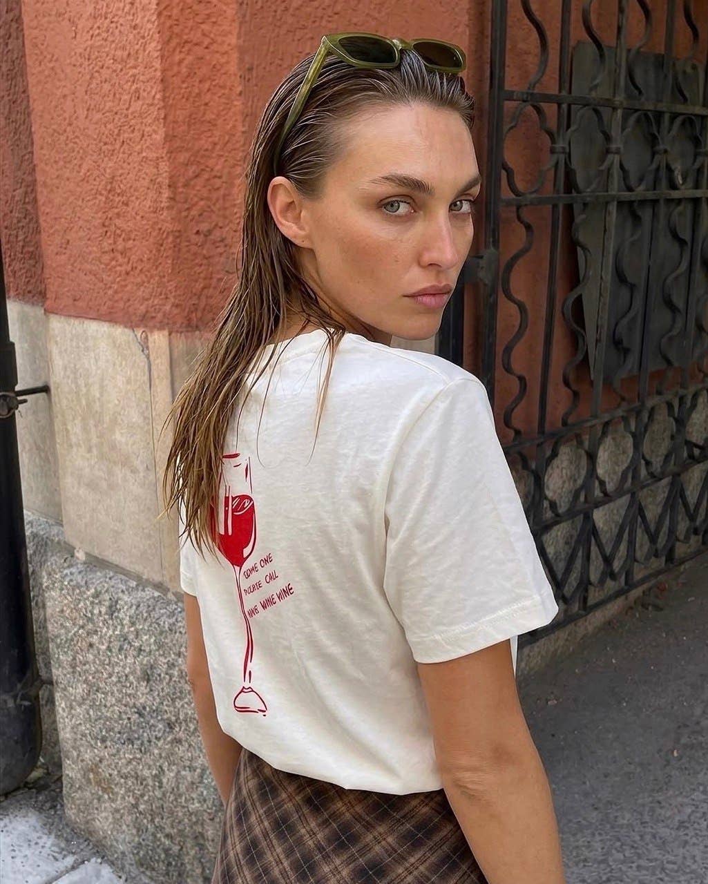 "Nine Wine Wine" Oversized Graphic T-Shirt