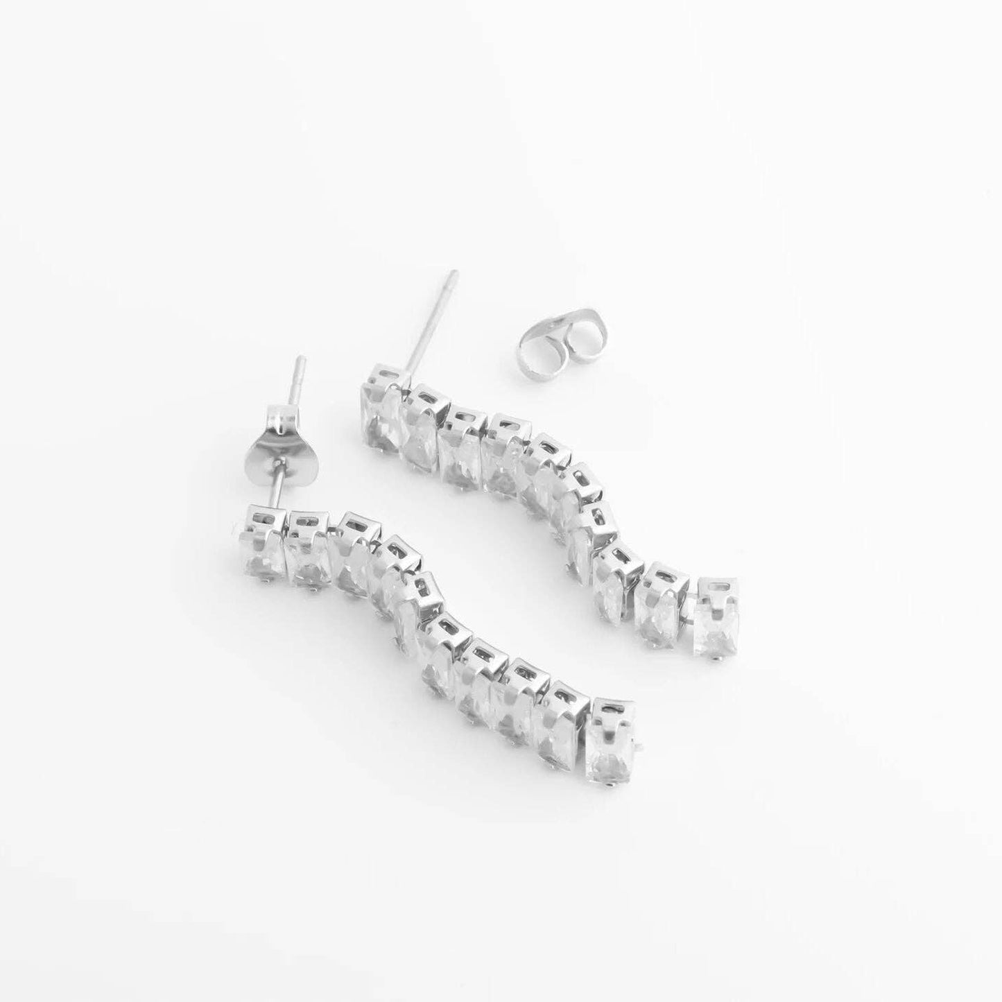 18K Gold PVD Stainless Steel Emerald Dangle Earrings
