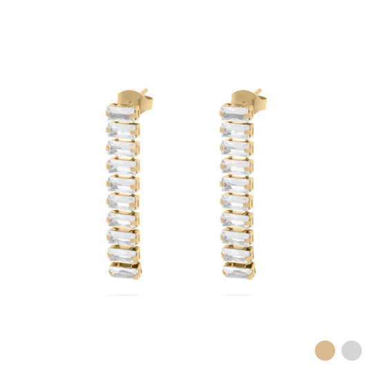 18K Gold PVD Stainless Steel Emerald Dangle Earrings
